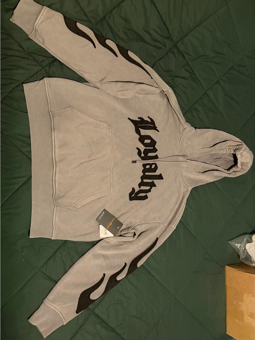 Gray Flame Copper Rivet Graphic Hoodie - Men